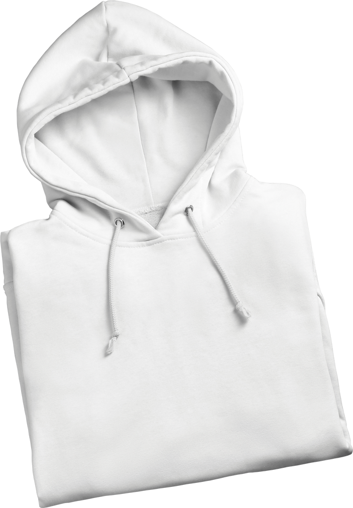 Mockup of a white hoodie with a pocket, png, with a hand hol